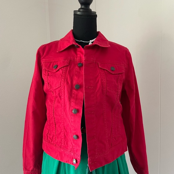 Talbots Vibrant Red Jean Jacket - Picture 1 of 6